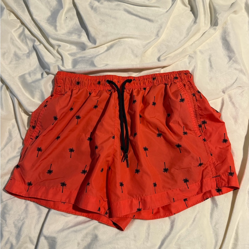 H&M coral Palm Tree Swim Shorts